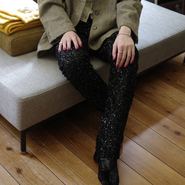 Black High Waisted Sequin Pants