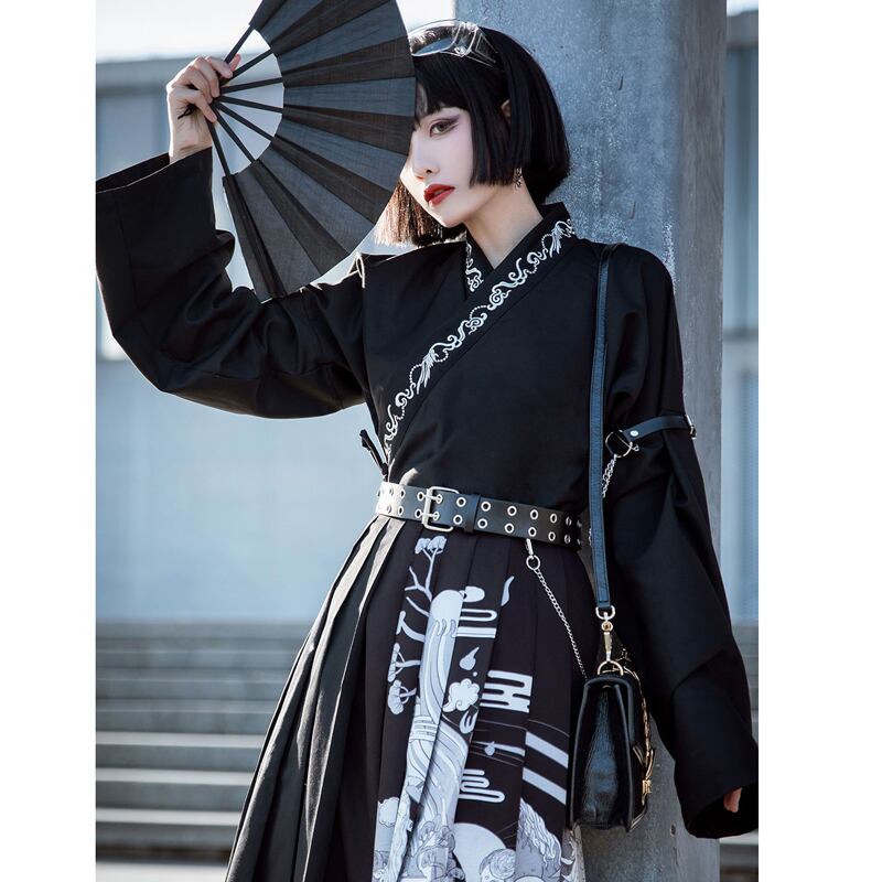 卿棠シリーズ チャイナ風シャツ 男女兼用 カップル服 メンズ チャイナ服 改良漢服 大きいサイズ ブラック 黒 Elegant