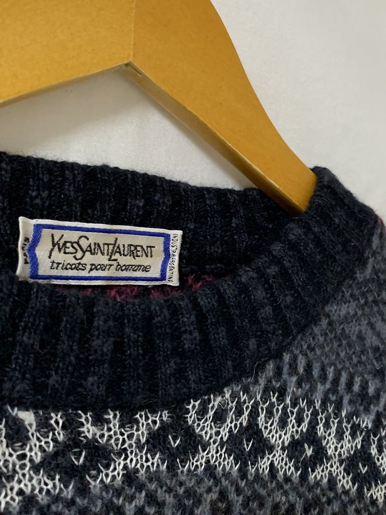 1980~90's Mohair Blend Knitting Design Sweater "YVES SAINT LAURENT"