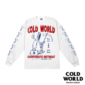 【COLD WORLD FROZEN GOODS/コールドワールドフローズングッズ】CORPORATE RETREAT LONG SLEEVE 長袖Tシャツ / WHITE ホワイト
