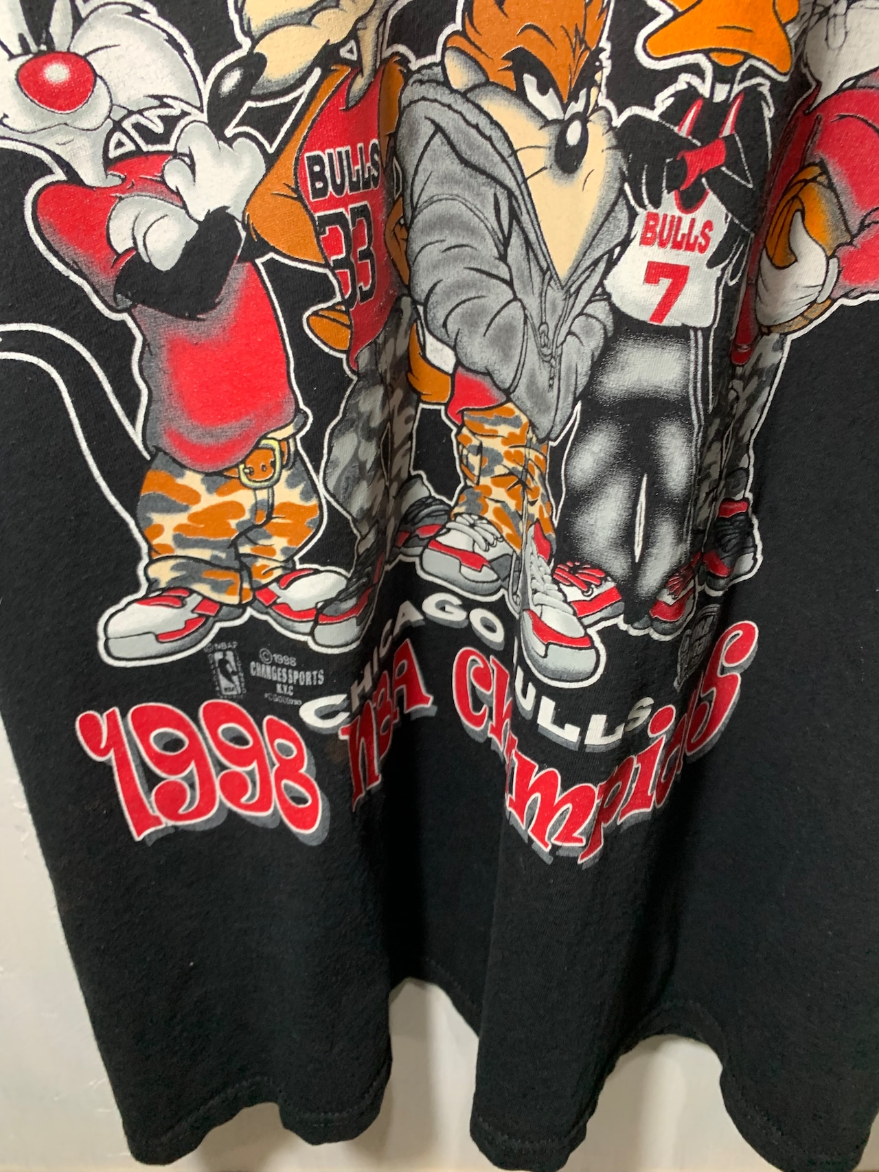 90's DELTA NBA BULLS Print T-Shirt【XL】