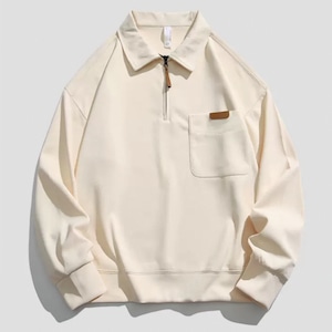 Half zip stand collar long sleeve tee 3colors 00171