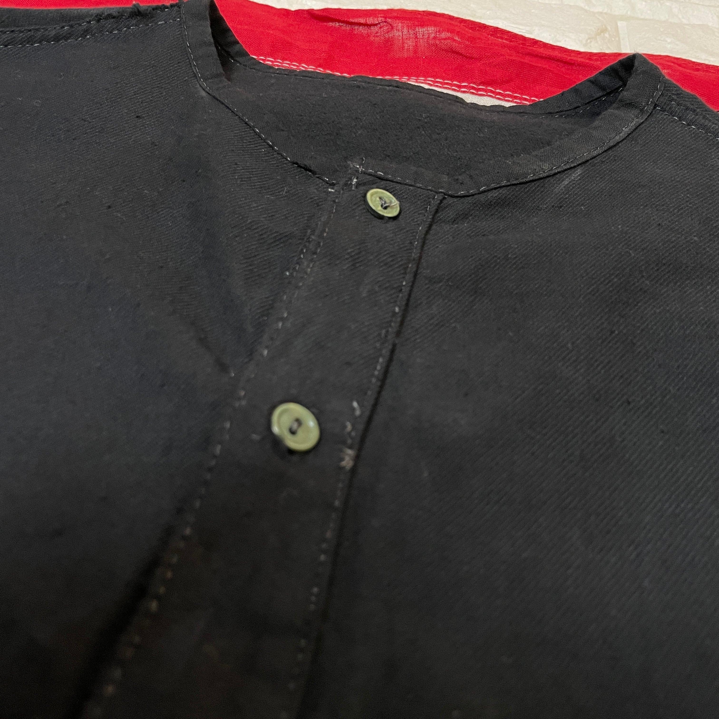 80's 【ロシア軍】旧ソ連軍のスリーピングシャツ 黒染め プルオーバー ミリタリー デッドストック グランパ ヘンリーネック BLACK