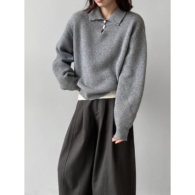 2-way high-neck ribbed knit top