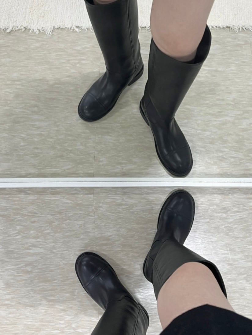 MOMENT] bow round long boots / 2color | MOMENT