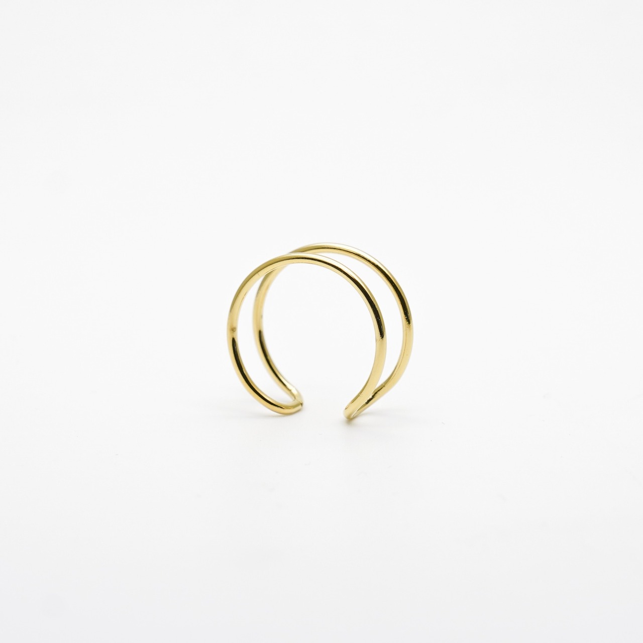 オープンリング ゴールド 2連 イヤーカフ 2way サージカルステンレス SUS316L