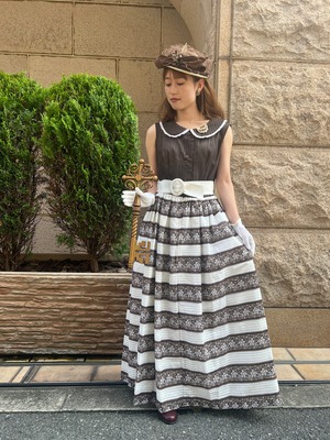 60's70's "SEARS" brown lace dress with belt【dead stock】