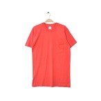 80S USA製 フルーツオブザルーム 無地 半袖 ポケット付き Tシャツ ポケT メンズM シングルステッチ 赤色 ヴィンテージ @BB0610