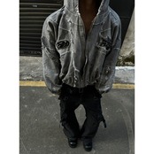 【暖かさUP】VINTAGE 刺繍 中綿ジャケット T1306