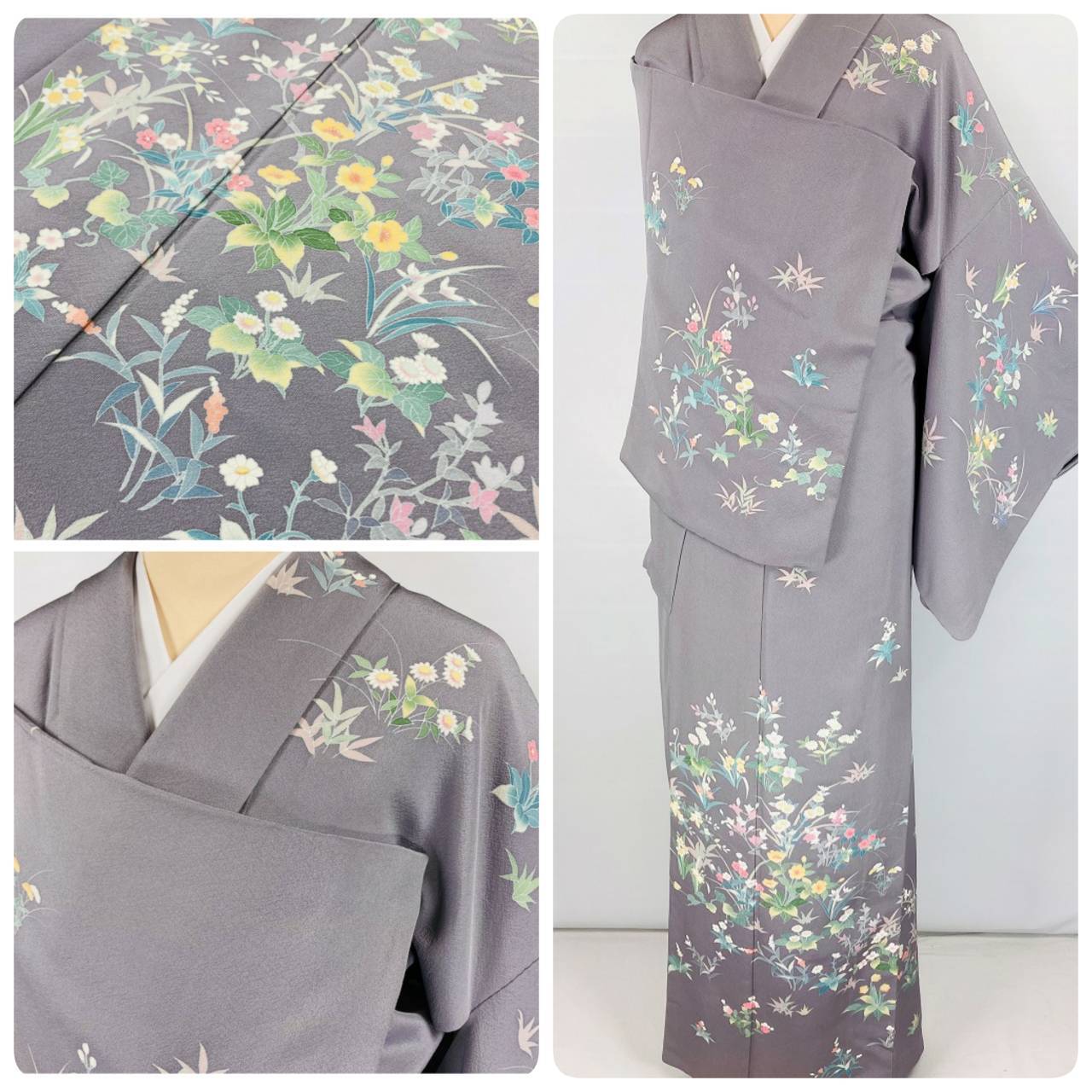 作家物 手描き友禅 訪問着 一つ紋 正絹 鳩羽色 紫 831 | kimono Re:和