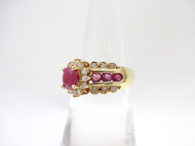 ジュエリーマキ】ルビーダイヤモンド デザインリング 1.02ct 0.23ct  