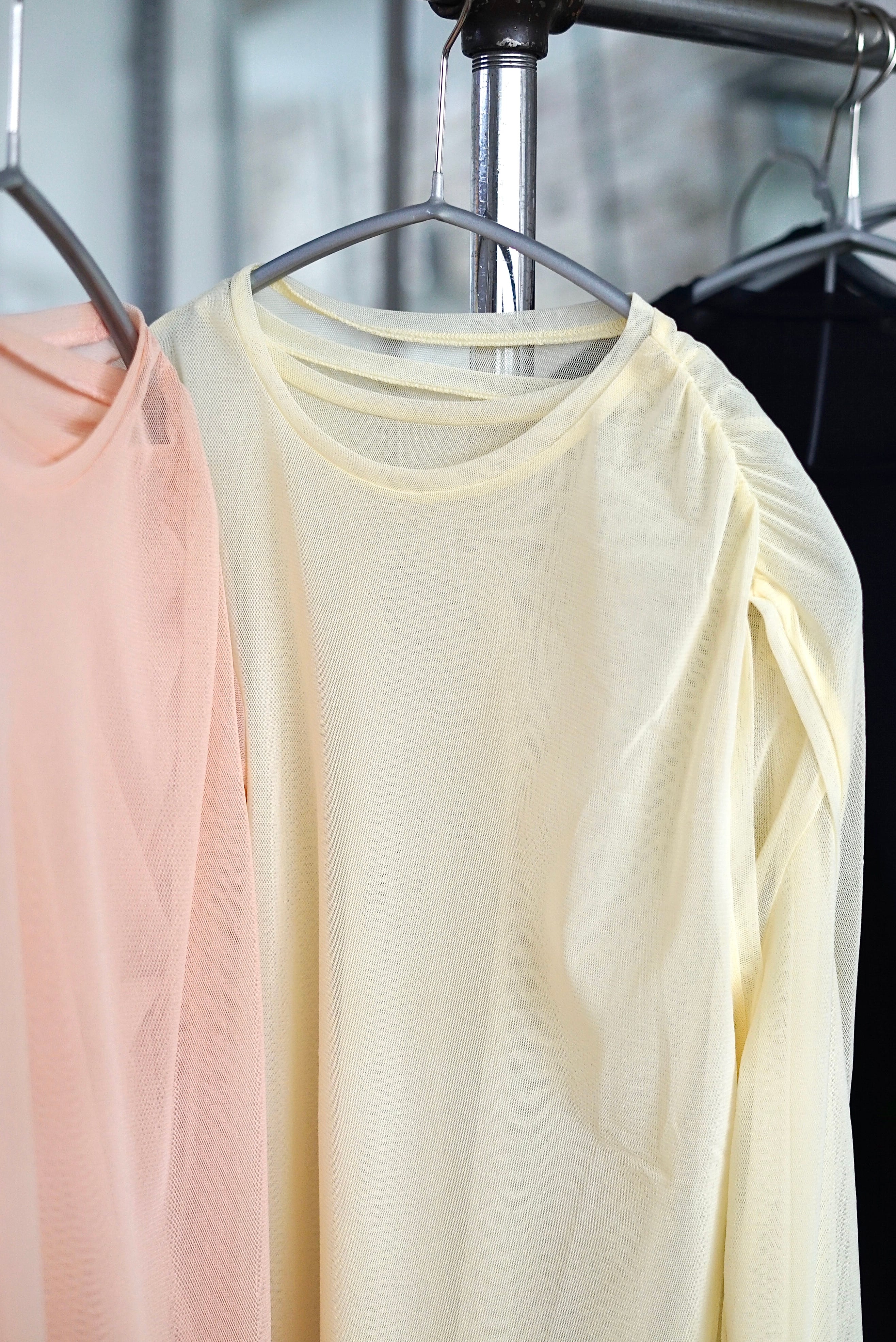 JUN MIKAMI / POWER NET LONG SLEEVE (LEMON CURD, SHELL PINK