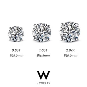 【5mm/6.5mm/8mm】W Jewelry Moissanite "Studs Earrings" Silver