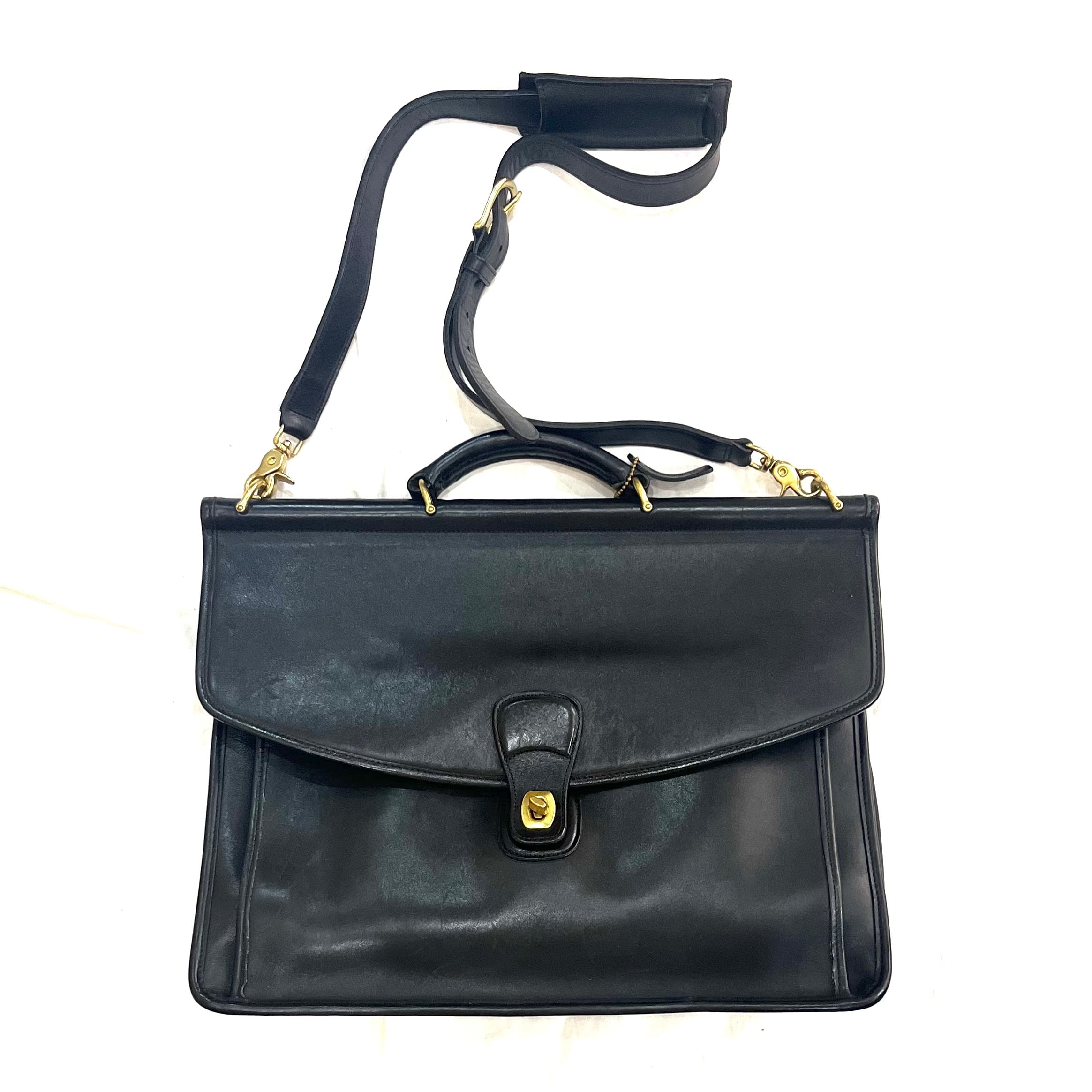COACH オールドコーチ グラブタンレザー ビジネスバッグ ブラック 5286 美品 COACH コーチ オールドコーチ ショルダーバッグ グラブタンレザー