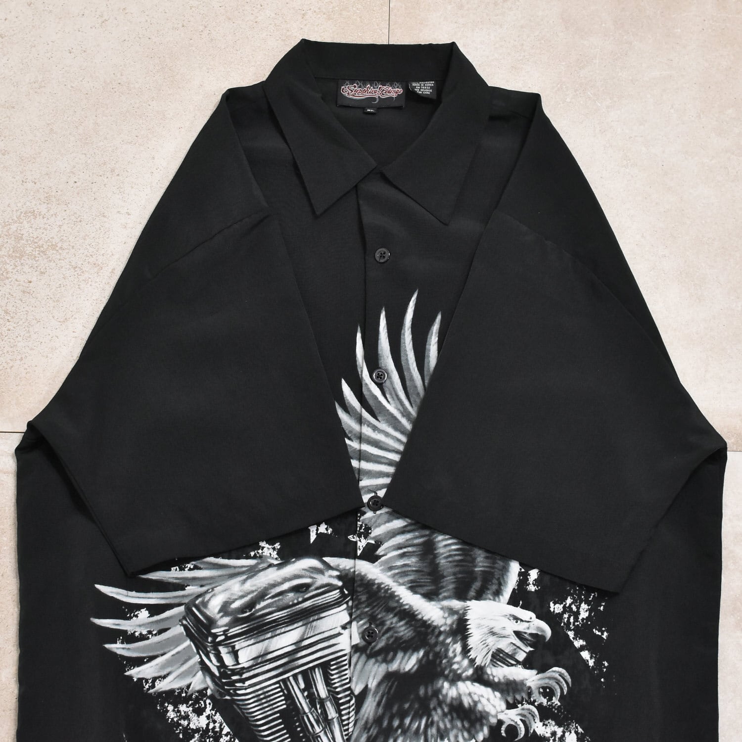 90s Sapphire Lounge loop collar poly shirt | 古着屋 grin days