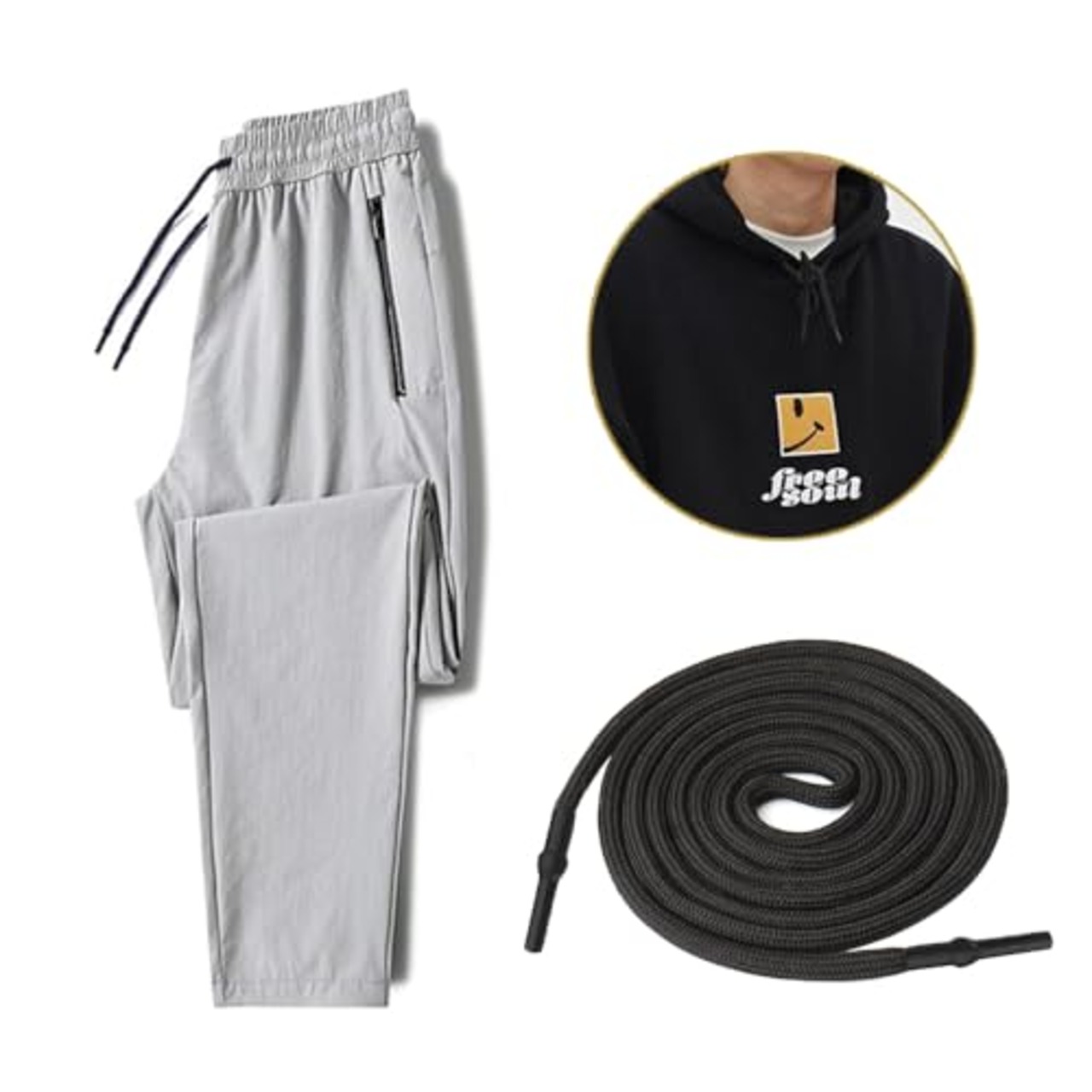 BTtime コード 紐 パンツ ズボンロープ 5mm幅 10本入り スポーツパンツベルトロープ 服飾り 巾着 紐 パンツ ポロシャツ 交換用 手作り DIY材料 アクセサリー (ブラック)