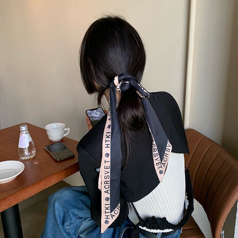 スカーフ ヘアバンド スタンダード レトロ ヘアアクセサリー シルク ブラック・アイド・ピーズ75760325957