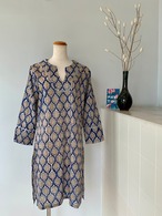 【Sサイズラスト】チュニック 涼しい ブラウン 綺麗 軽い インド綿 ブロックプリント