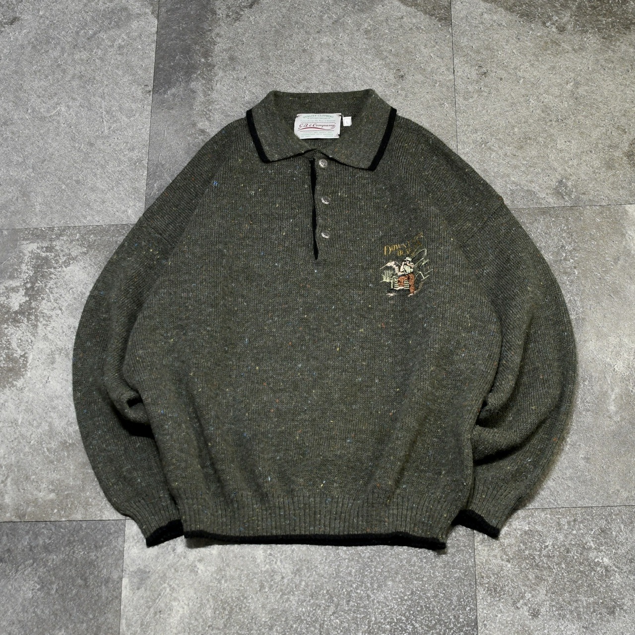 embroidery design marble nep knit polo