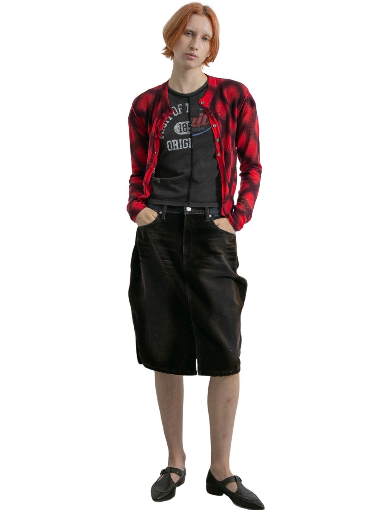 PERVERZE パーバーズ / Tシャツ / カーディガン / Spray-Painted Check Knit Cardigan ¥44,000- - 6