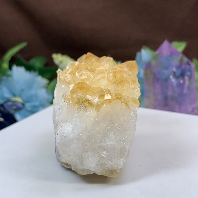 10. 3個セット☆可愛い色合いシトリン原石クラスター