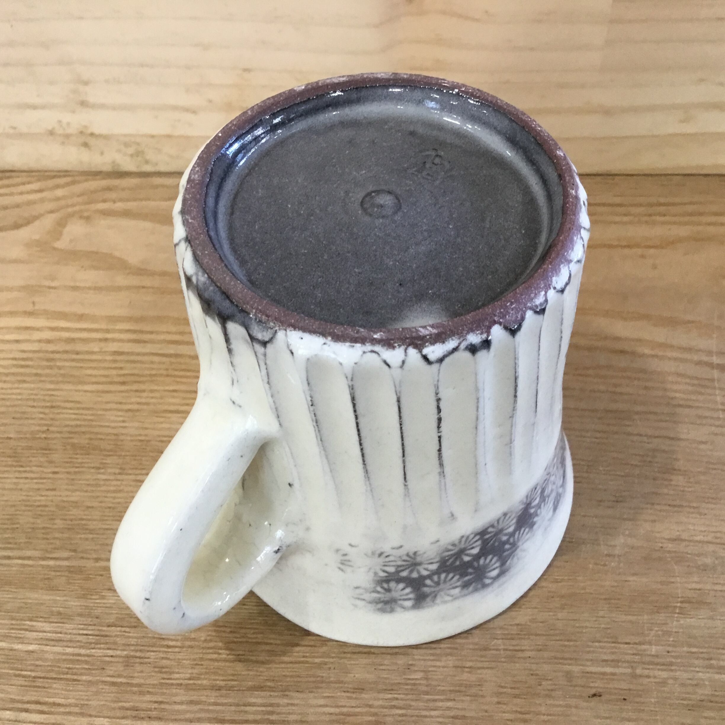 笠間焼 粉引三島柄 マグカップ 新井倫彦作 | 趣味の園芸と陶器山竹