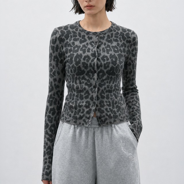 Leopard fitted cardigan A00256