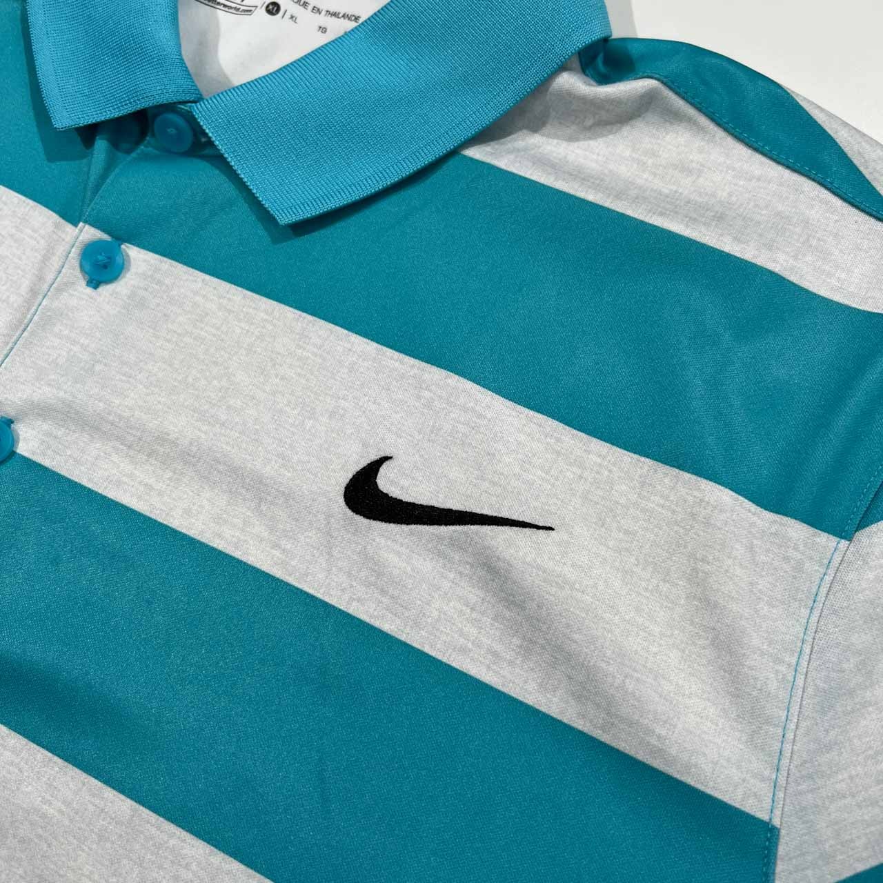 NIKE GOLF ナイキ ゴルフ ボーダー柄 半袖 ドライ ポロシャツ サイズ XL /水色ブルー系/メンズ/スポーツ