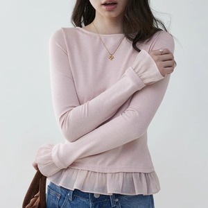 Frill patchwork bottom T-shirt