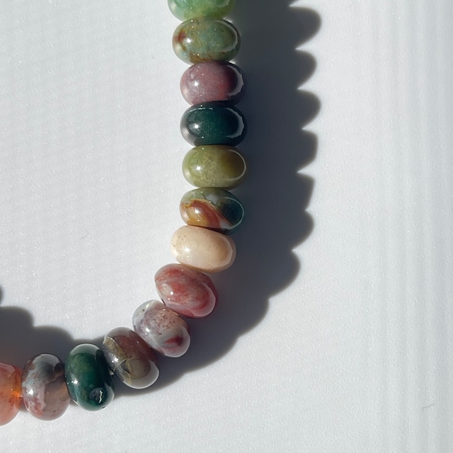 インディアンアゲート ロンデルブレスレット｜マルチカラー 天然石ブレス