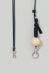 _Fot - Knot ball_strap ：Black｜ウッドボール／レザー／オブジェストラップ