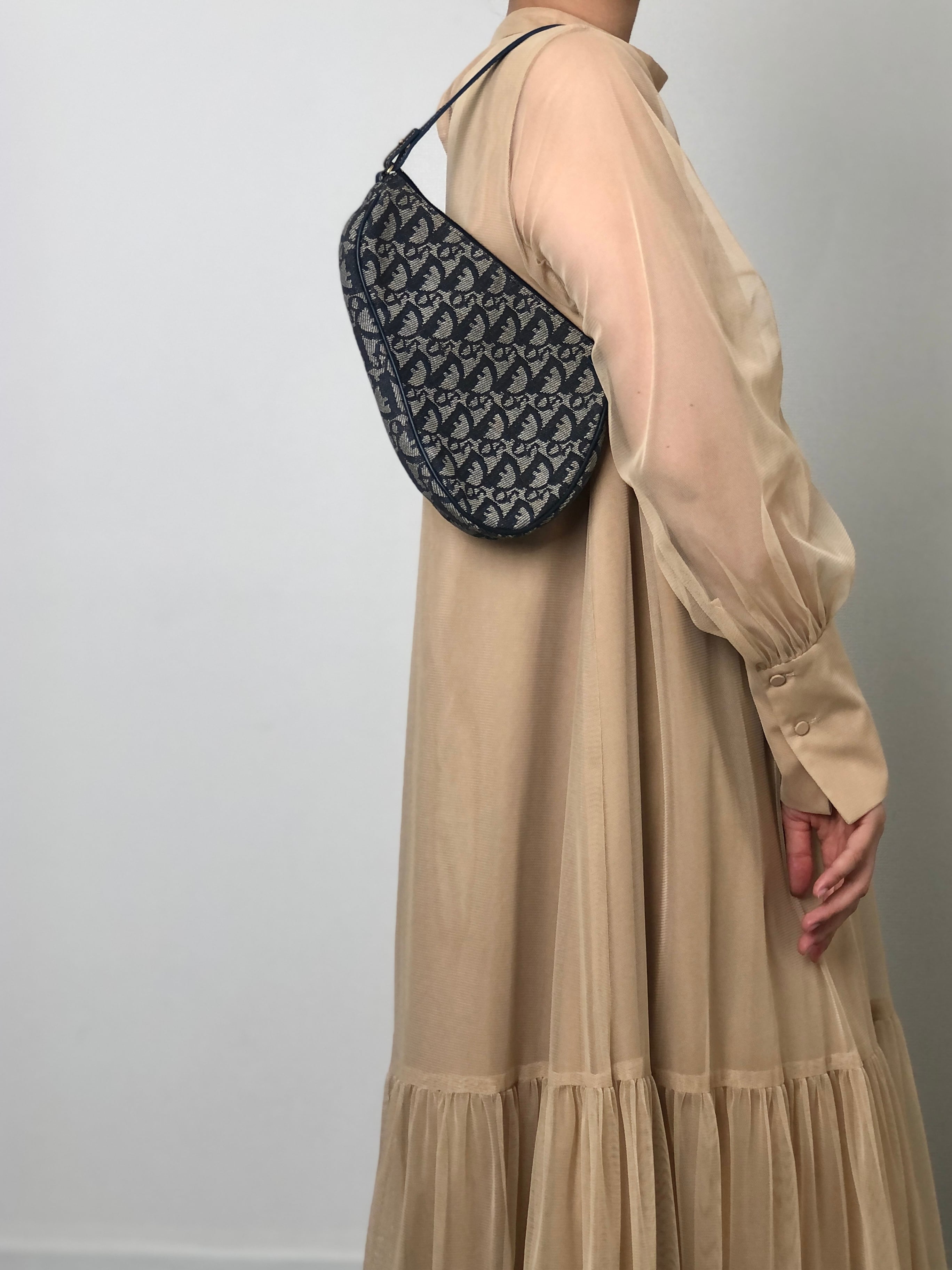 Christian Dior クリスチャン ディオール トロッター ショルダーバッグ ブルー サドルバッグ キャンバス ミニバッグ vintage ヴィンテージ オールド d5g4uj