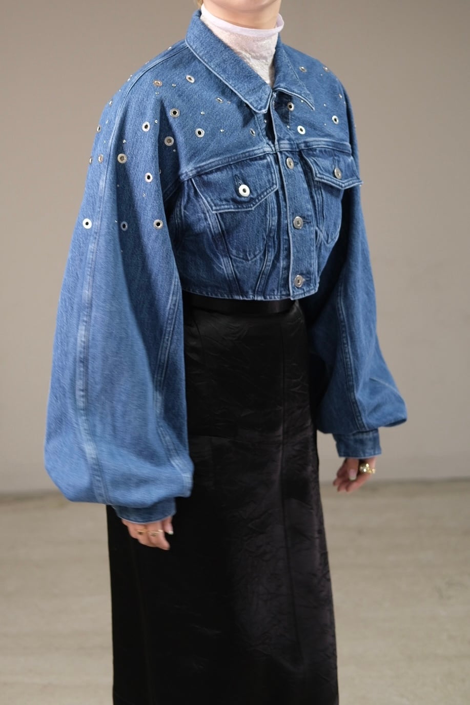 FETICO 】ORGANIC COTTON DENIM SHORT JACKET WITH STUDS | loop