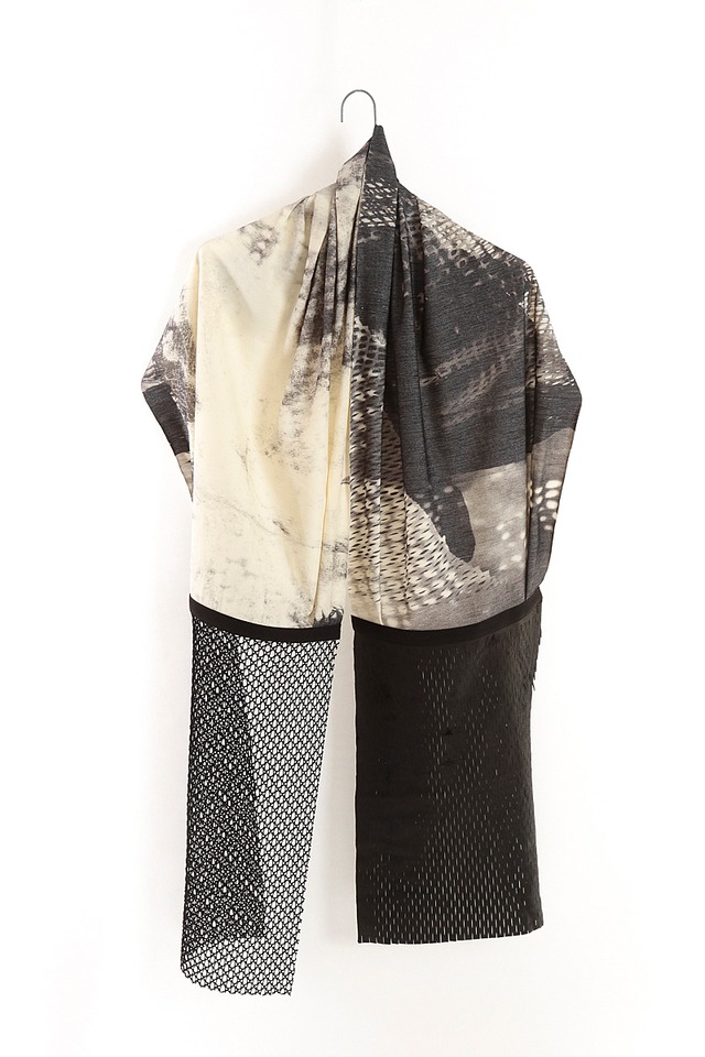 INKJET PRINT〈WOOL/LEATHER〉SCARF 【ウール/レザー】スカーフ71W70-2