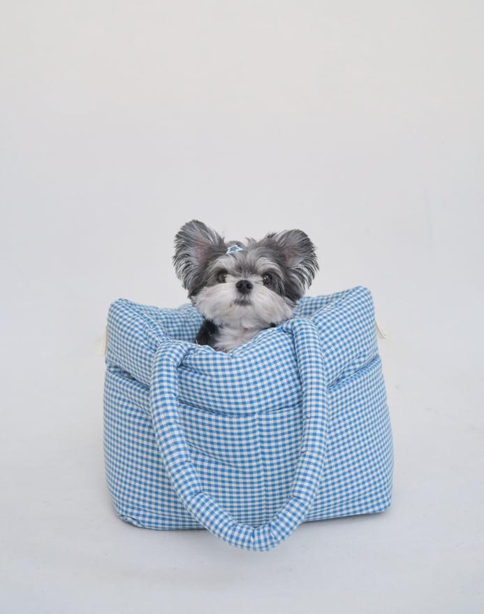 予約【aperty】wide bag (plaid blue)