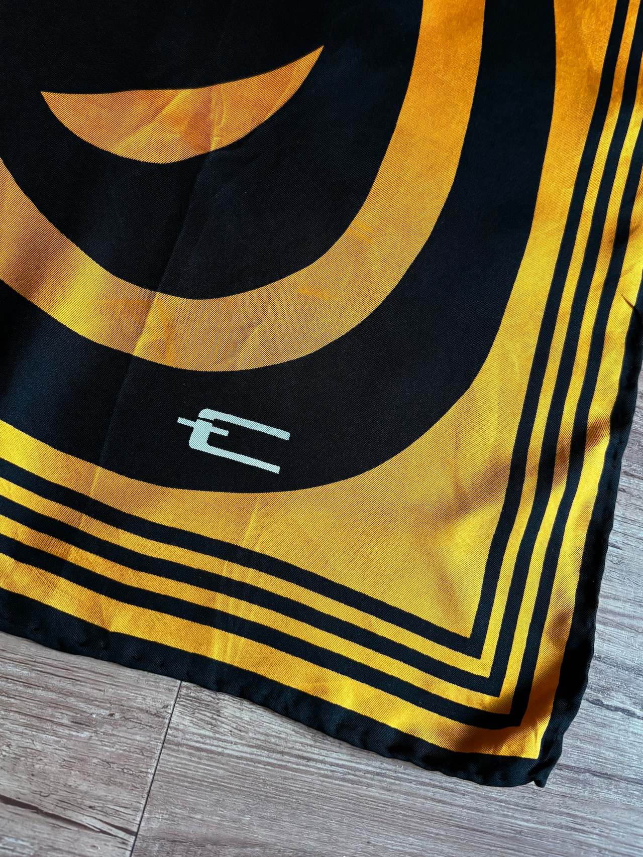 yellow & black abstract silk scarf-5152-8