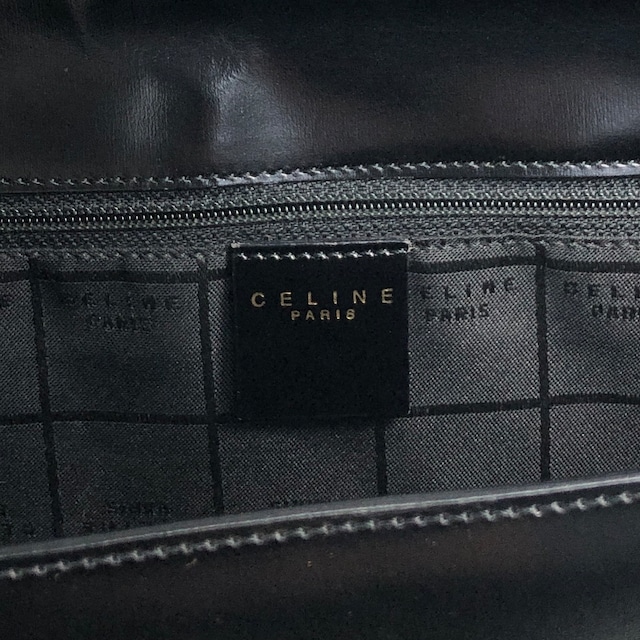 CELINE セリーヌ ハンドバッグ ブラック ガンチーニ マンテル レザー vintage ヴィンテージ オールド gpjwxc