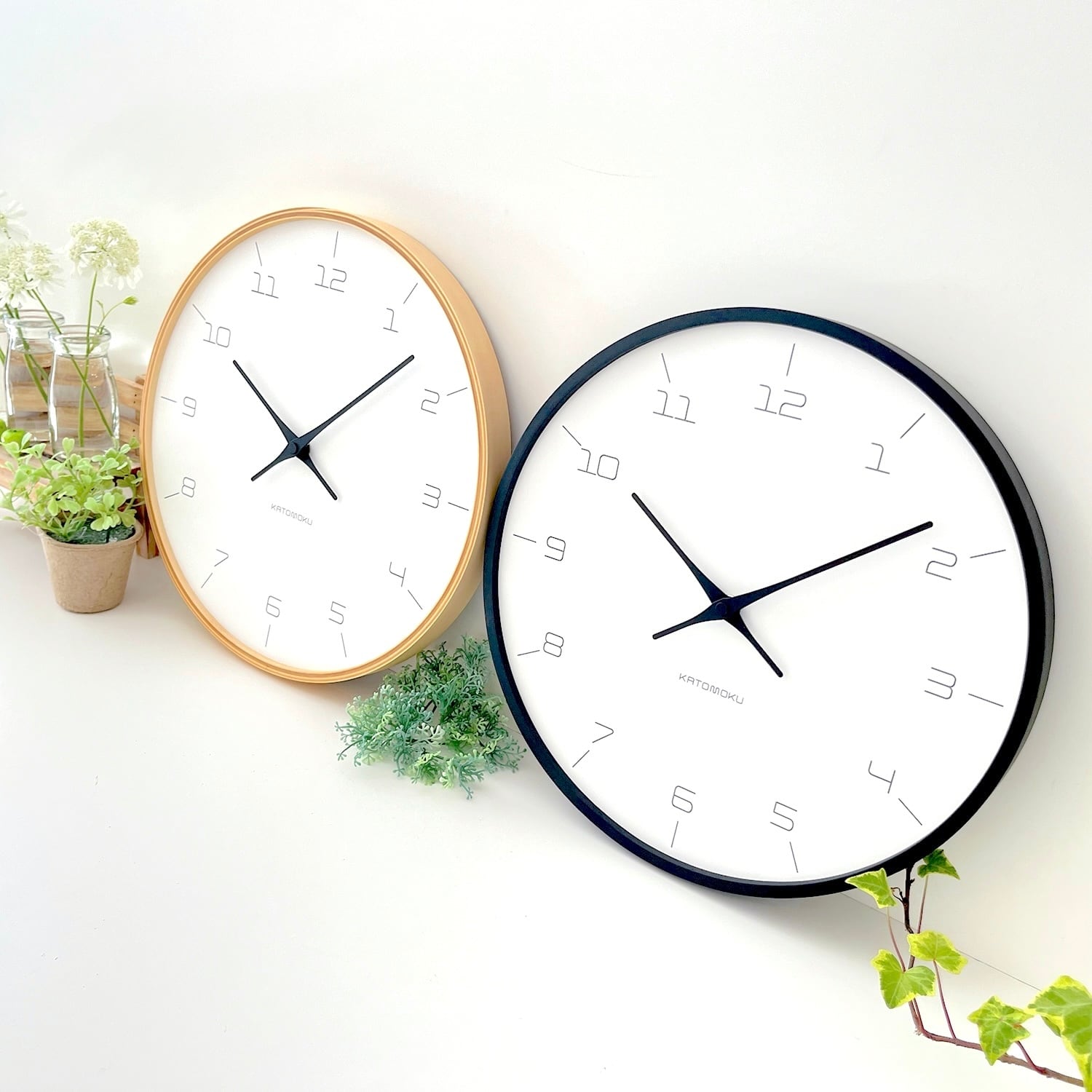 KATOMOKU plywood clock 7 ブラック km-71BK 掛け時計 | 加藤木工株式