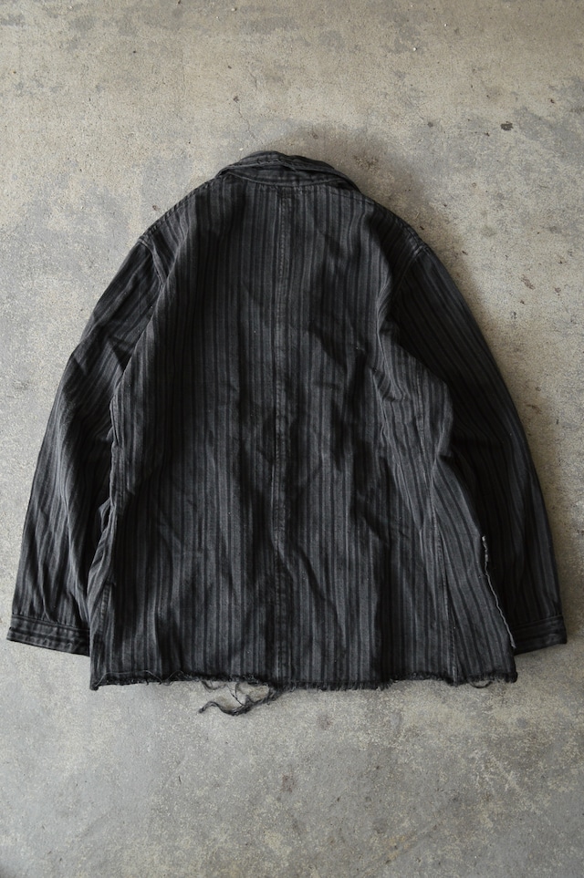 VENTITANK PROJECT Bulgarian Army 1950's-60's Dead Stock Custom Remade & Dyed Sumi Kuro Sleeping Shirt Jacket Type Black ブルガリア軍 スリーピングシャツ ジャケット 50s 黒染め