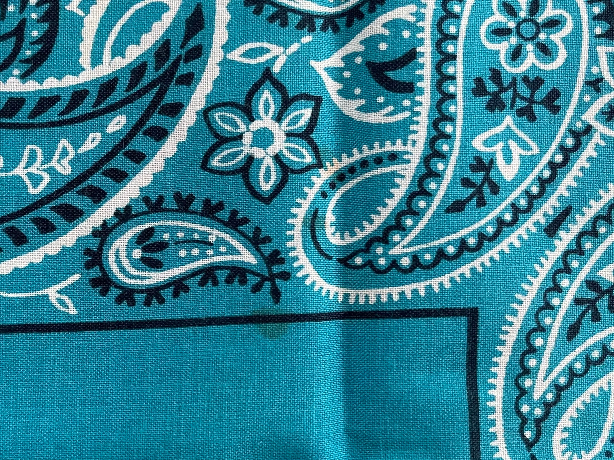 ターコイズブルー】RN13962 ペーズリー ヴィンテージバンダナ MADE IN