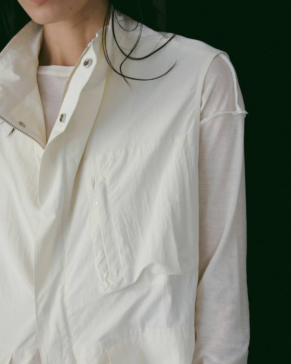 anuke(アンヌーク) Standcollar Pocket Vest | サウスオレンジ｜メンズ