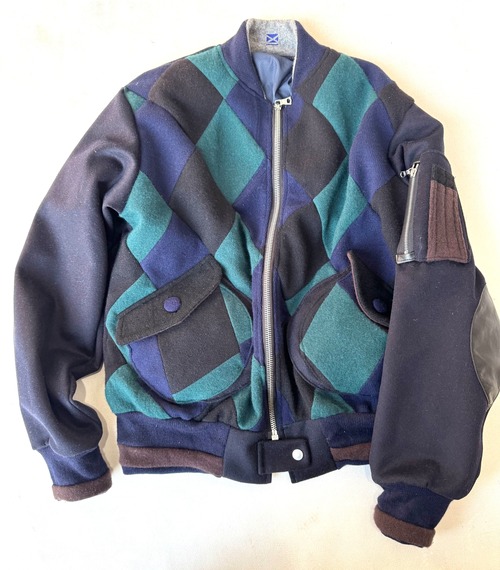 HANDMADE CASHMERE 100% PATCHWORK MA-1 JACKET