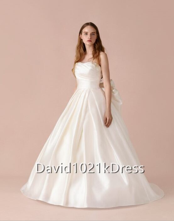 ウエディングドレス オフホワイト 取り外し袖 2ways 大きなリボン  