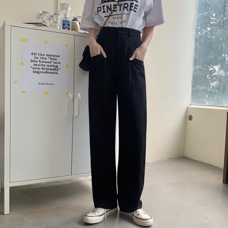 パンツ スプリングルーズ薄手ハイウェストウェストカジュアルレディース 春物 試着室25322784920