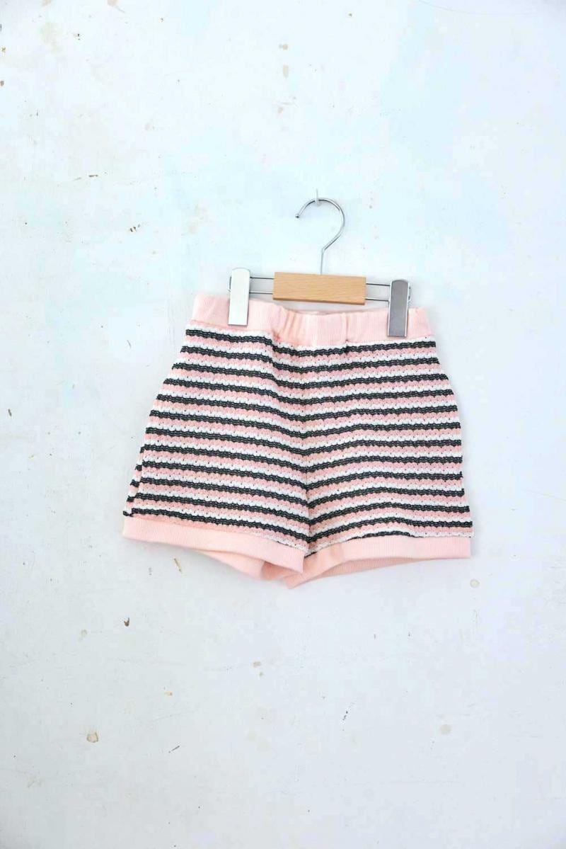 【26SS】KOQUELIKO(コキュリコ)Soreil pants pink border(S/M/L)ショートパンツ ピンク ボーダー