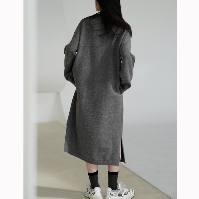 shirt-collar knit dress J00132