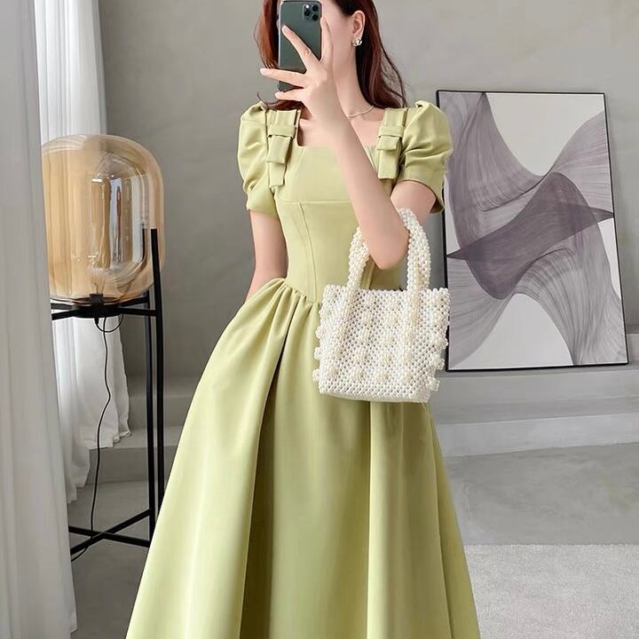 グリーン パフスリーブ ワンピース She Is シーイズ パーティードレス セレクトショップ 通販