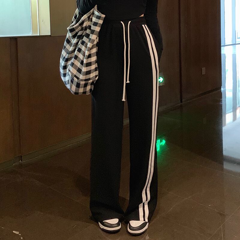 ストライプカジュアルパンツ スプリングオータムルーズ 春物 秋物 モンロー24794005799