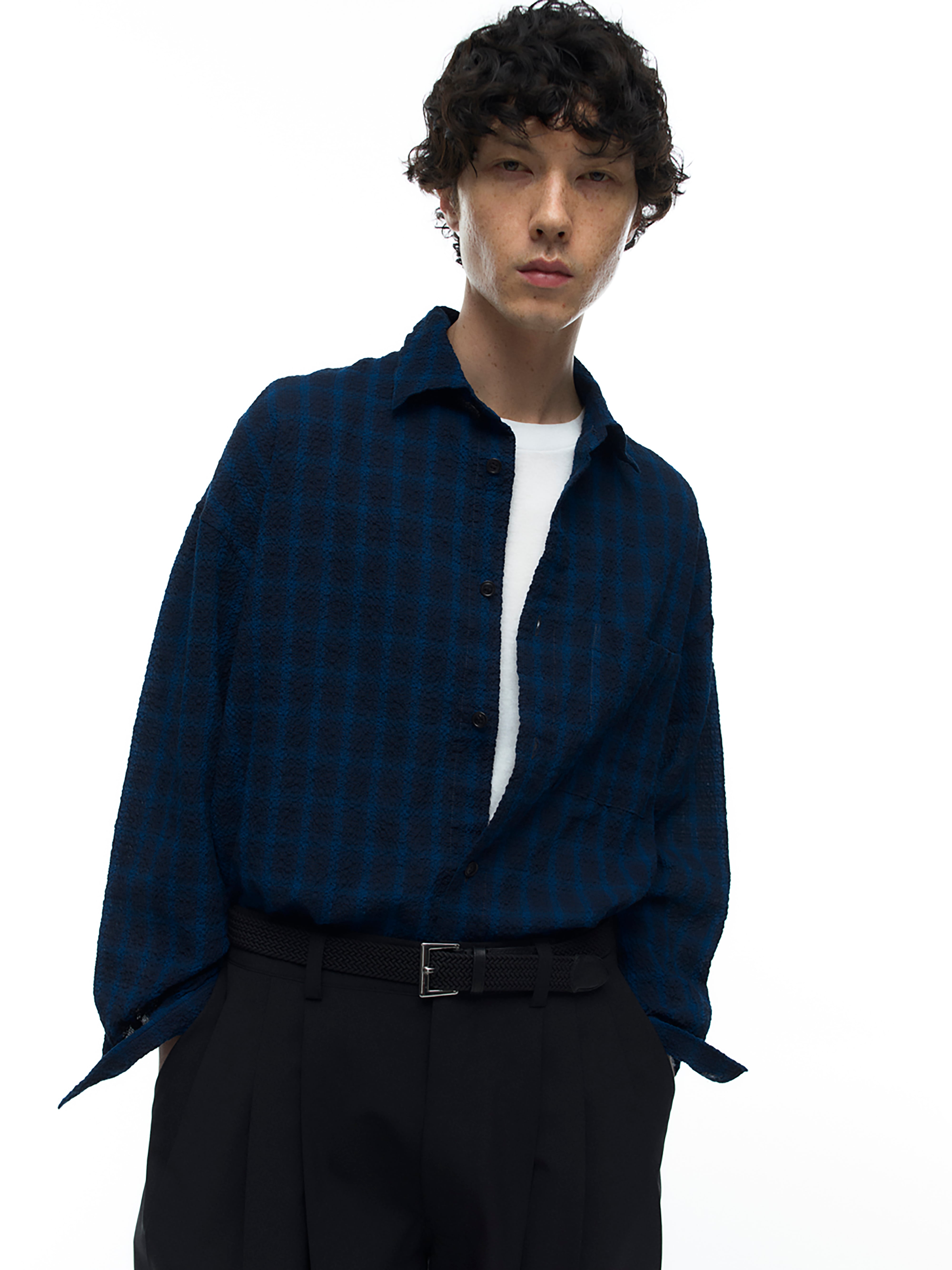 TRADITIONLWETHERWEAR SHIRTS001ネイビーチェックSH kontor -Overdye seersucker check shirt- / KON-SH05261 / コントール