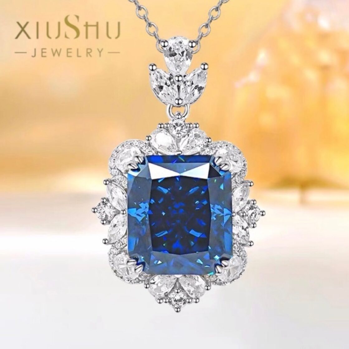 レア❣️天然石 サファイア 水晶 ライン ネックレス 16カラット 人工 